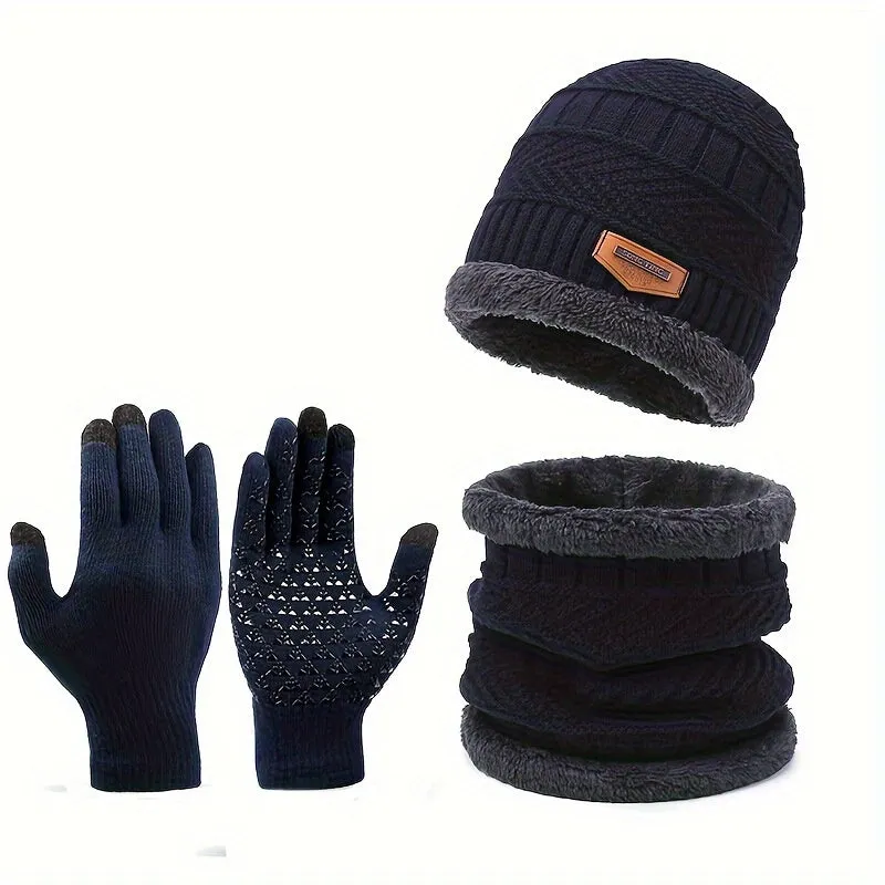 3pcs Winter Accessory Set - Ultra-Soft, Knitted, Warm Beanie Hat, Scarf, and Gloves for Men and Women - Perfect Unisex Gift Idea for Friends and Family