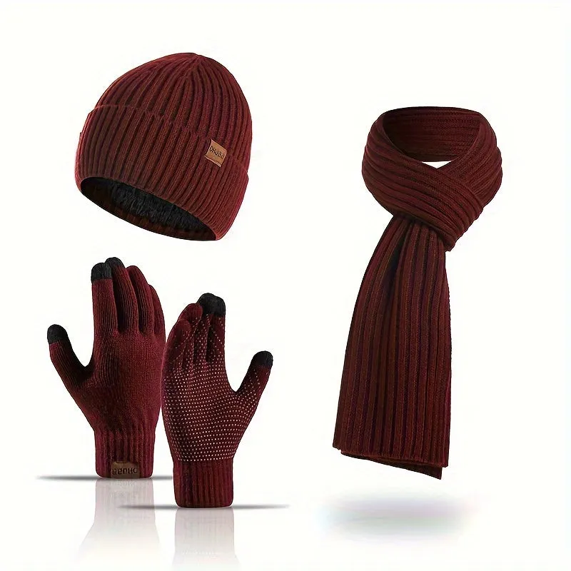 3pcs Winter Accessory Set - Ultra-Soft, Knitted, Warm Beanie Hat, Scarf, and Gloves for Men and Women - Perfect Unisex Gift Idea for Friends and Family