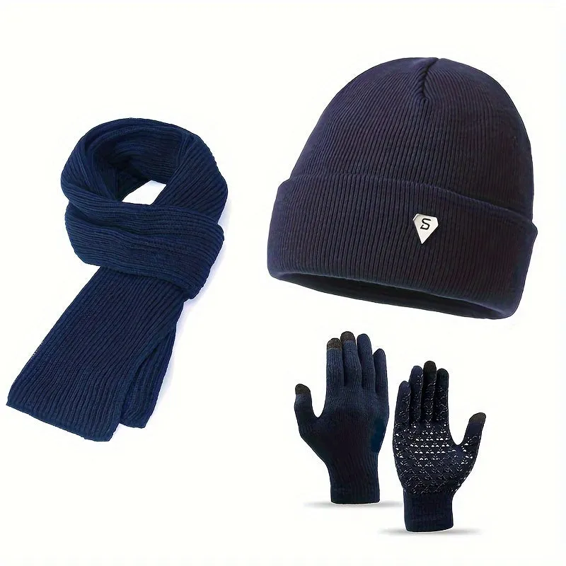 3pcs Winter Accessory Set - Ultra-Soft, Knitted, Warm Beanie Hat, Scarf, and Gloves for Men and Women - Perfect Unisex Gift Idea for Friends and Family