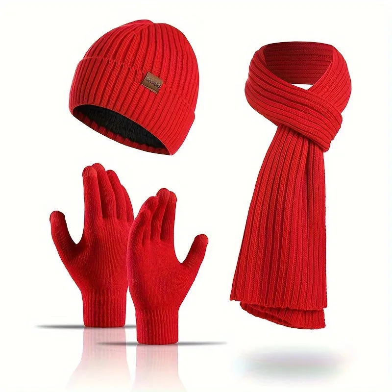 3pcs Winter Accessory Set - Ultra-Soft, Knitted, Warm Beanie Hat, Scarf, and Gloves for Men and Women - Perfect Unisex Gift Idea for Friends and Family