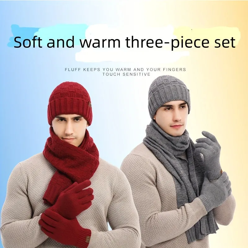 3pcs Winter Accessory Set - Ultra-Soft, Knitted, Warm Beanie Hat, Scarf, and Gloves for Men and Women - Perfect Unisex Gift Idea for Friends and Family