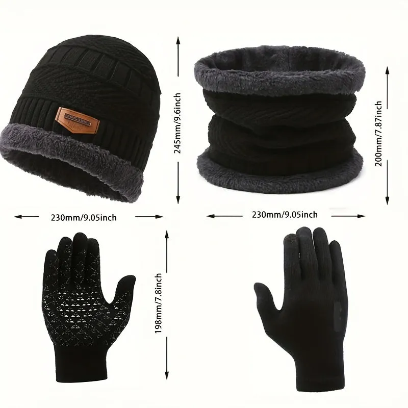 3pcs Winter Accessory Set - Ultra-Soft, Knitted, Warm Beanie Hat, Scarf, and Gloves for Men and Women - Perfect Unisex Gift Idea for Friends and Family