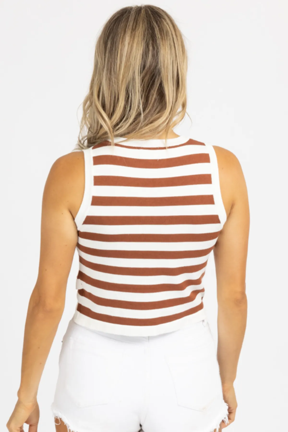 BROWN STRIPED WRAP FRONT TANK