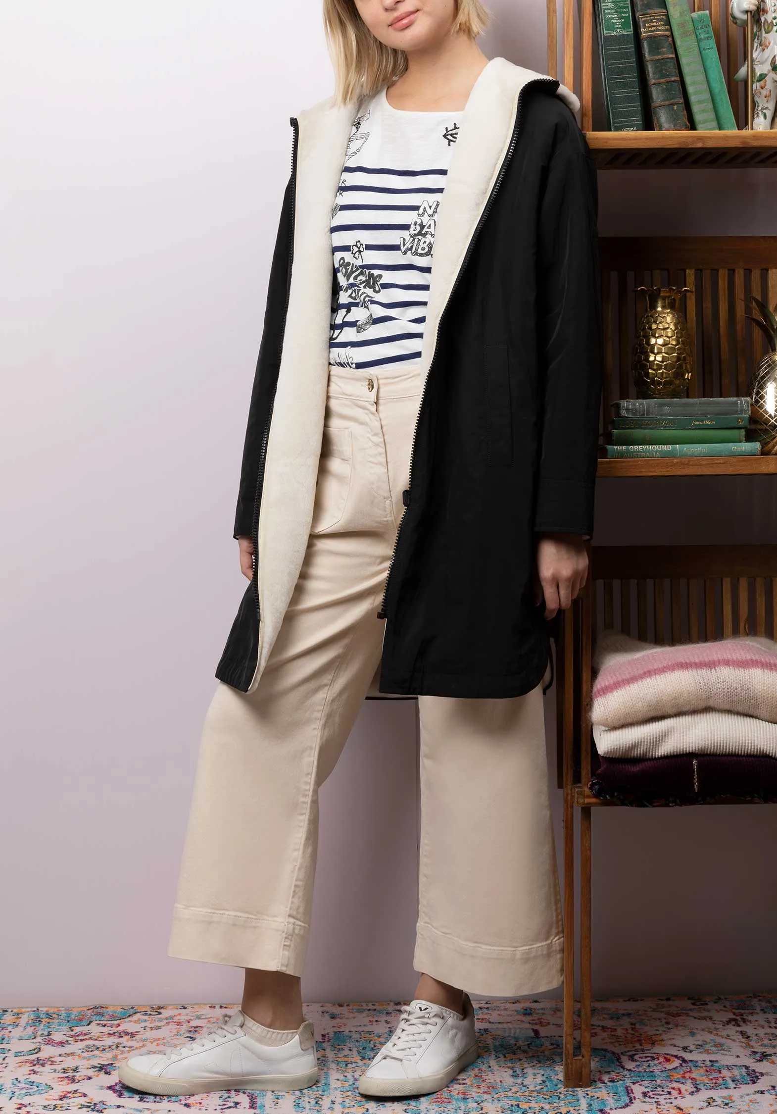 Coat 1wfm06793a20 1wfm06793a20x Noire-Ivoire-Imprime