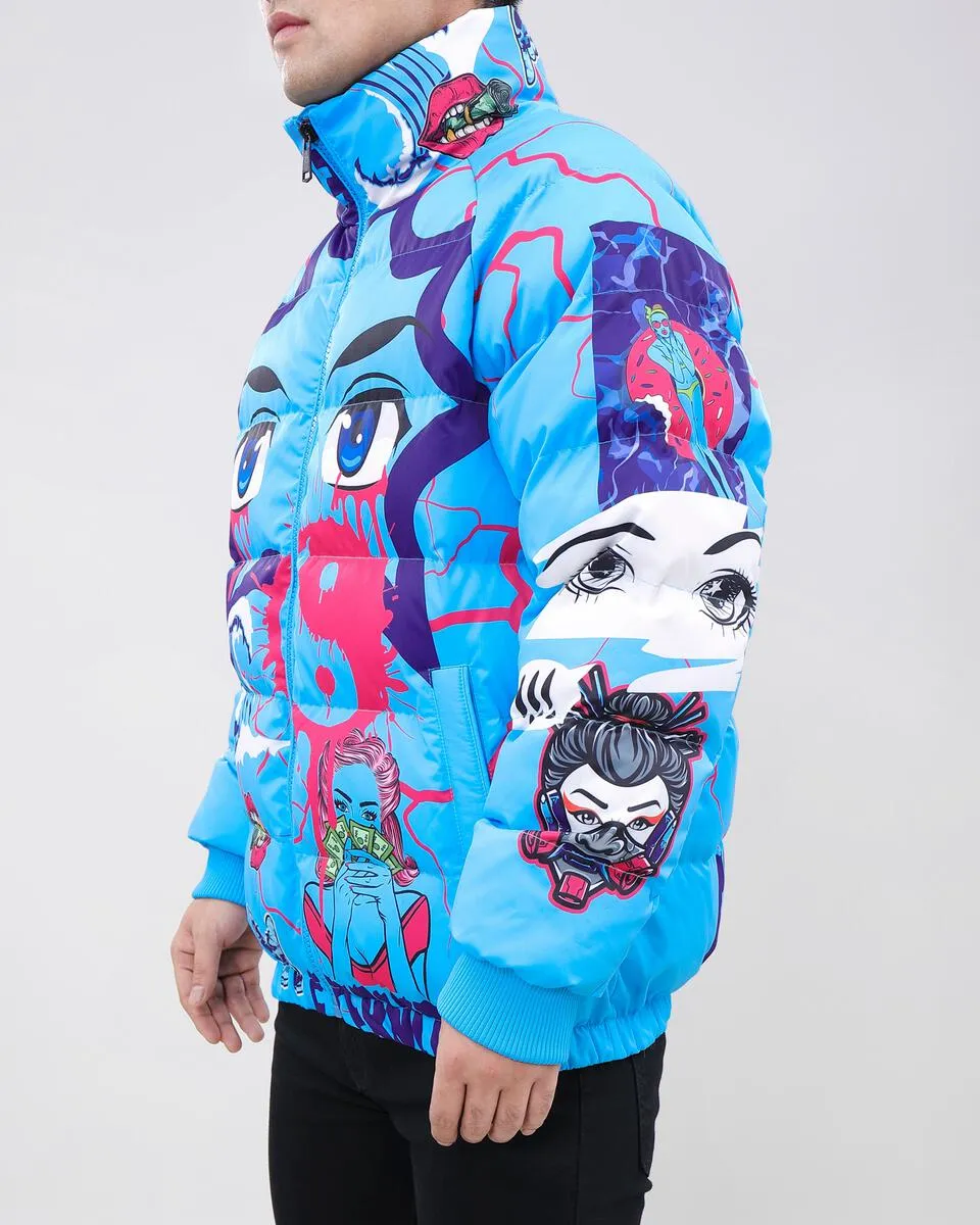 Eternity-Eyes Puffer Jacket-Blue