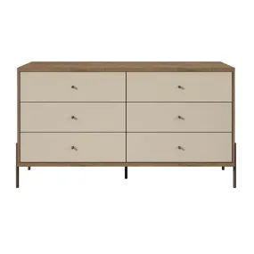 Joy 59" Wide Double Dresser with 6 Full Extension Drawers in Off White