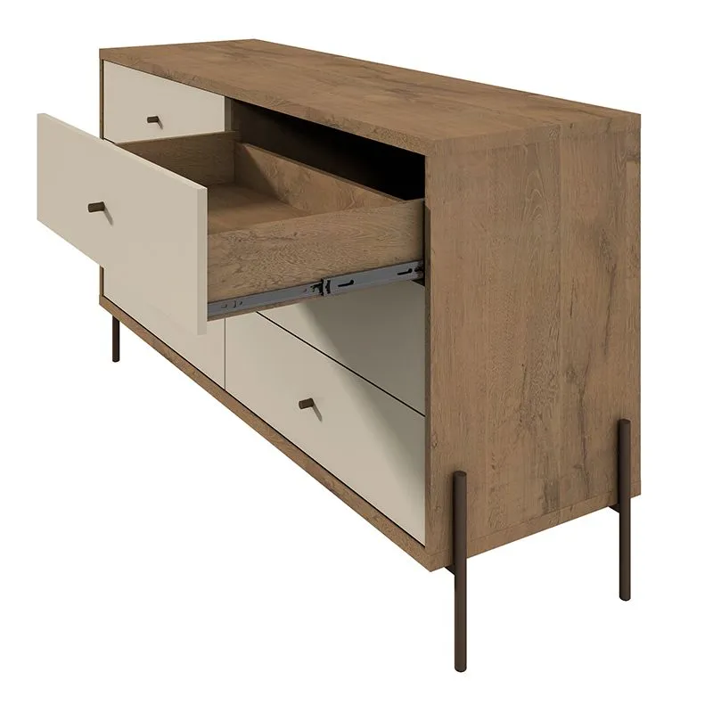Joy 59" Wide Double Dresser with 6 Full Extension Drawers in Off White