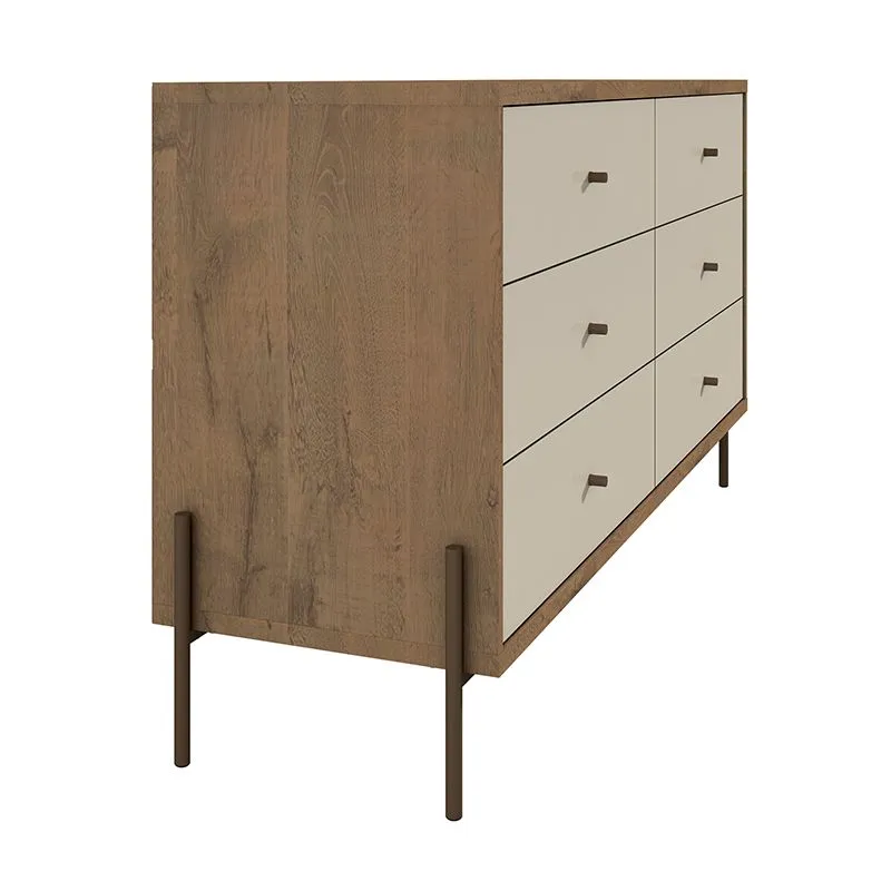 Joy 59" Wide Double Dresser with 6 Full Extension Drawers in Off White