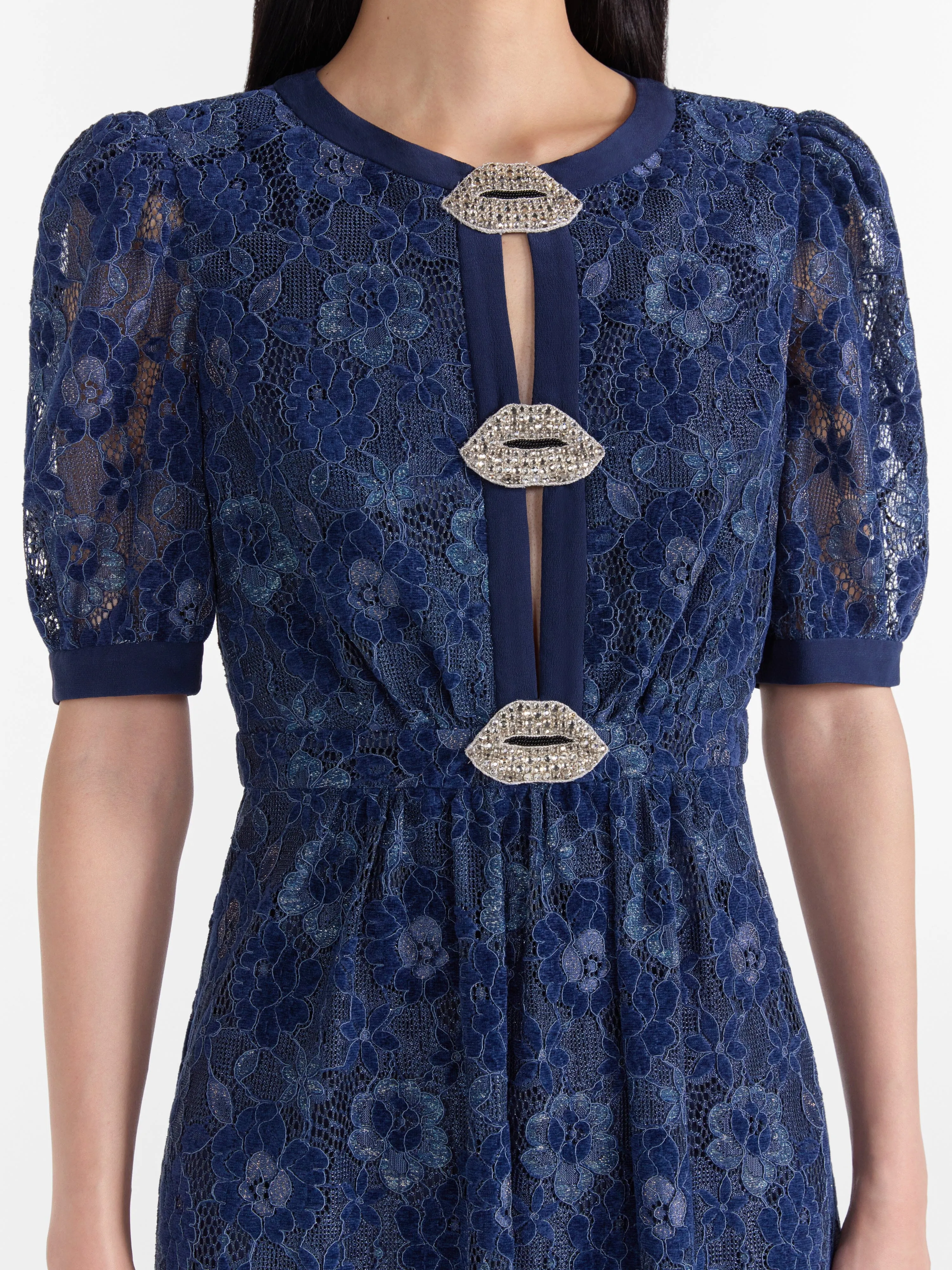Metallic navy lip Jamie C dress