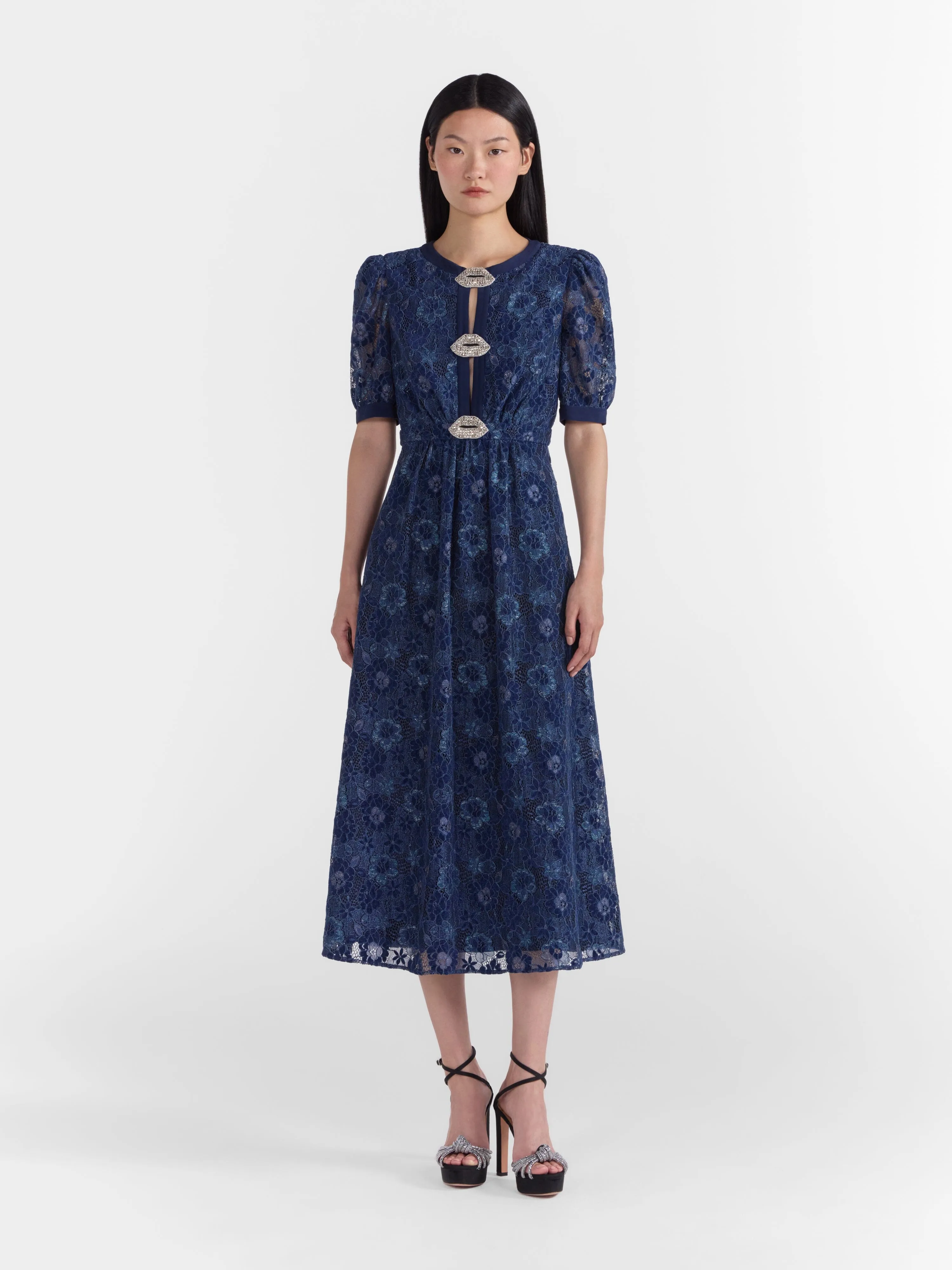 Metallic navy lip Jamie C dress