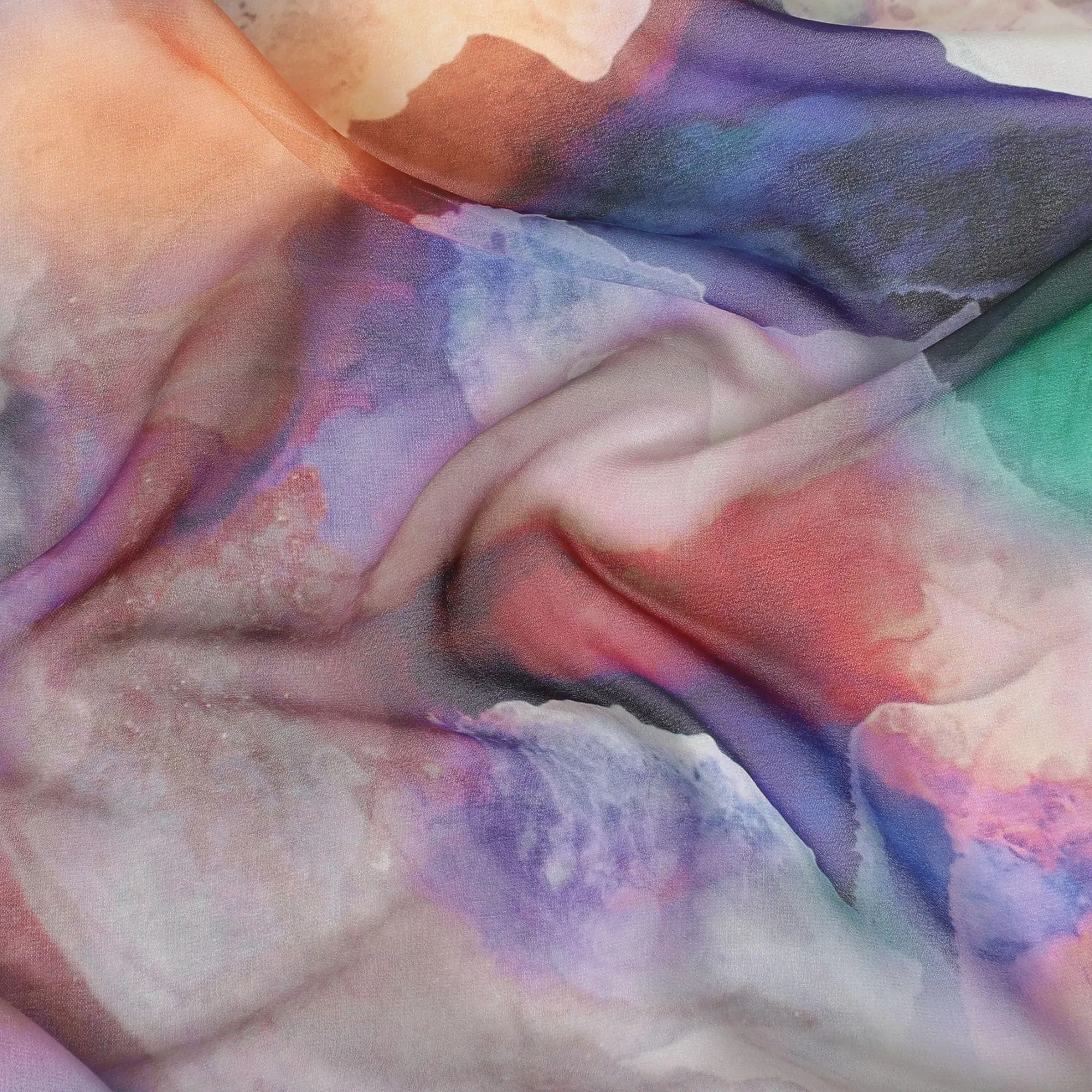 Multicolor synthetic printed georgette fabric in abstract design-D10300