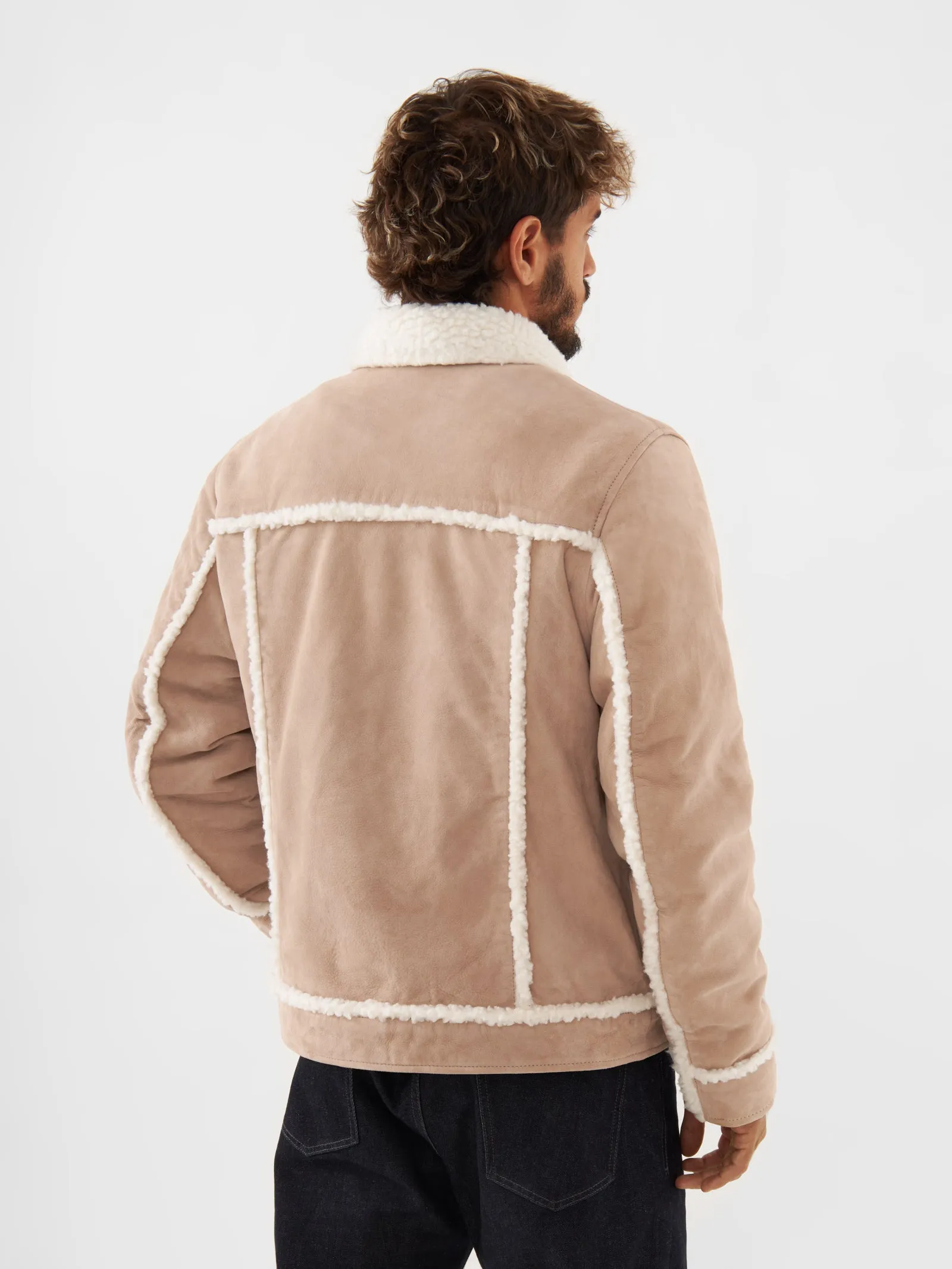 Real Suede Shearling Trucker Jacket