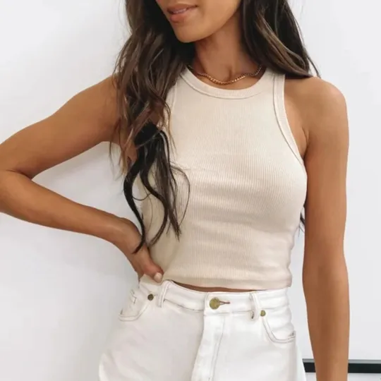 Sexy Ribbed Tank Top Summer Casual Fitness Vest Candy Colors