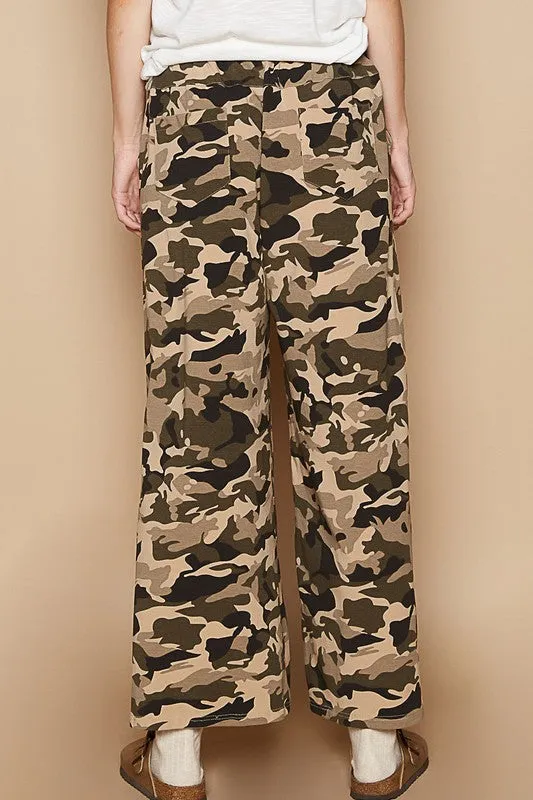 Vintage Washed Stretchable Waist Band Casual Pants - BEIGE CAMO